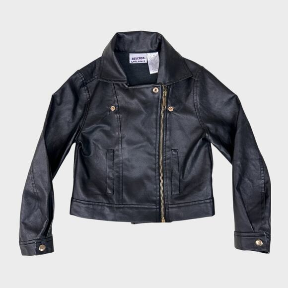 Blueberi Boulevard 6/6X Black faux Leather Moto Jacket - Picture 1 of 8